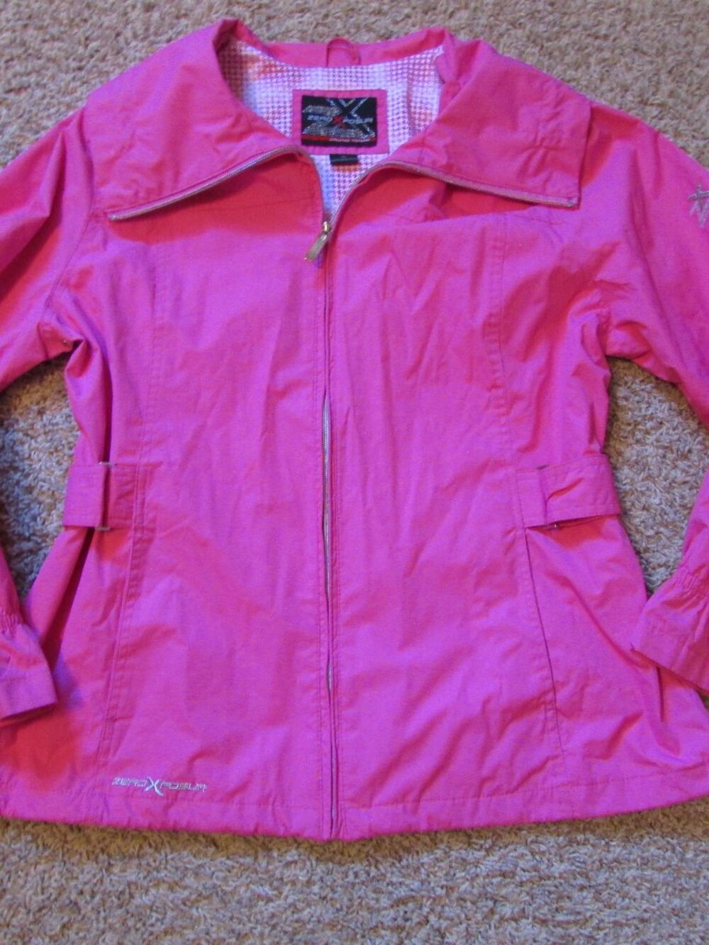 NWOT ZeroXposur XL Bright Pink Full Zip Thin Lined Waterproof Jacket